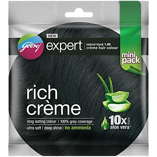 Godrej Expert Rich Crème Hair Colour – Natural Black 1.00 (Mini Pack)