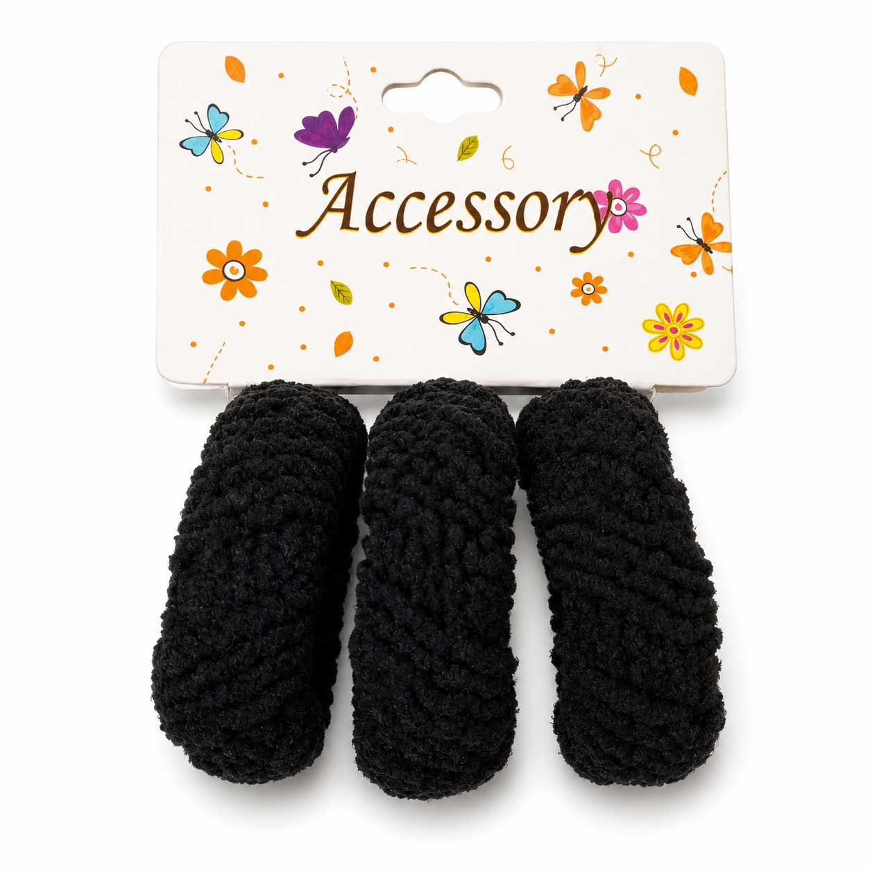 Black Hair Rubber Bands for Women & Girls (Pack of 3)