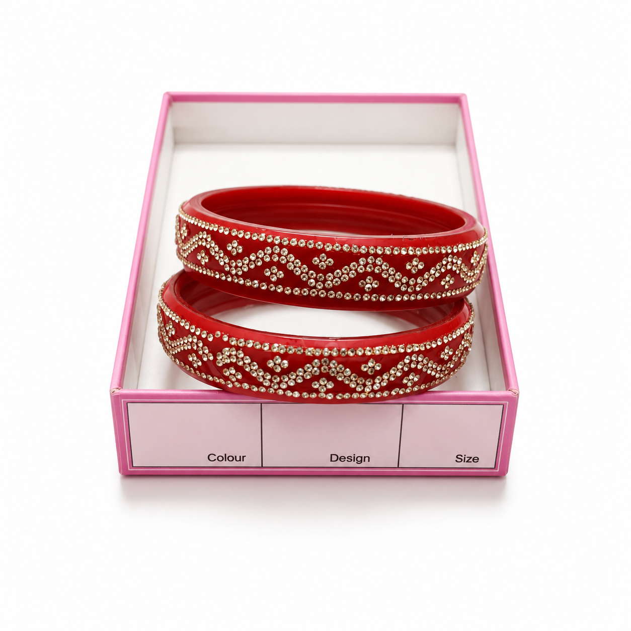 Stone Studded Bridal Bangles Set for Women- Red Color