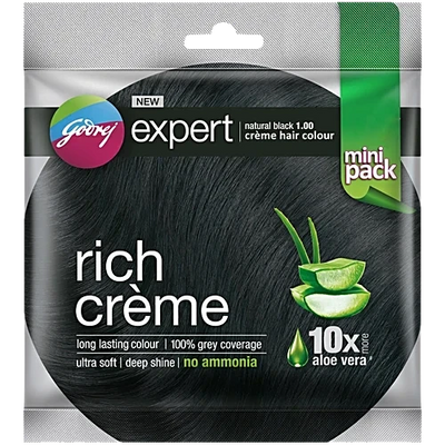Godrej Expert Rich Crème Hair Colour – Natural Black 1.00 (Mini Pack)