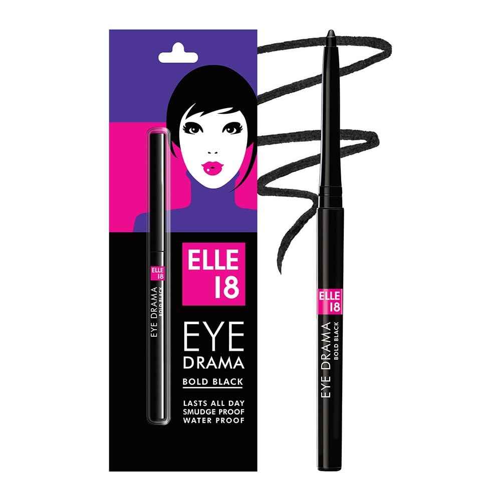 Elle 18 Eye Drama Kajal|| Super Black- Smudge-Proof|| Waterproof|| 0.35 g