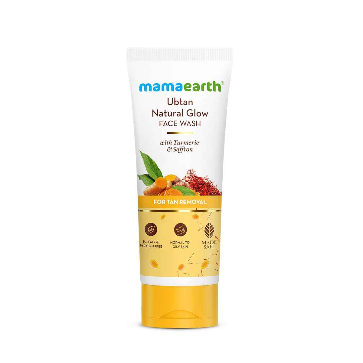 Mamaearth Ubtan Natural Glow Face Wash with Turmeric & Saffron for Tan Removal