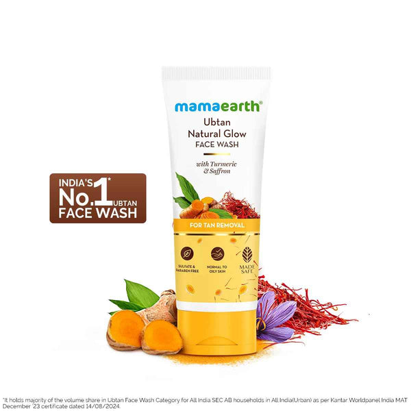 Mamaearth Ubtan Natural Glow Face Wash with Turmeric & Saffron for Tan Removal