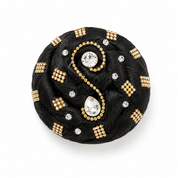 Artificial Hair Amboda Juda for Women | Stone Studded Bridal Hair Bun
