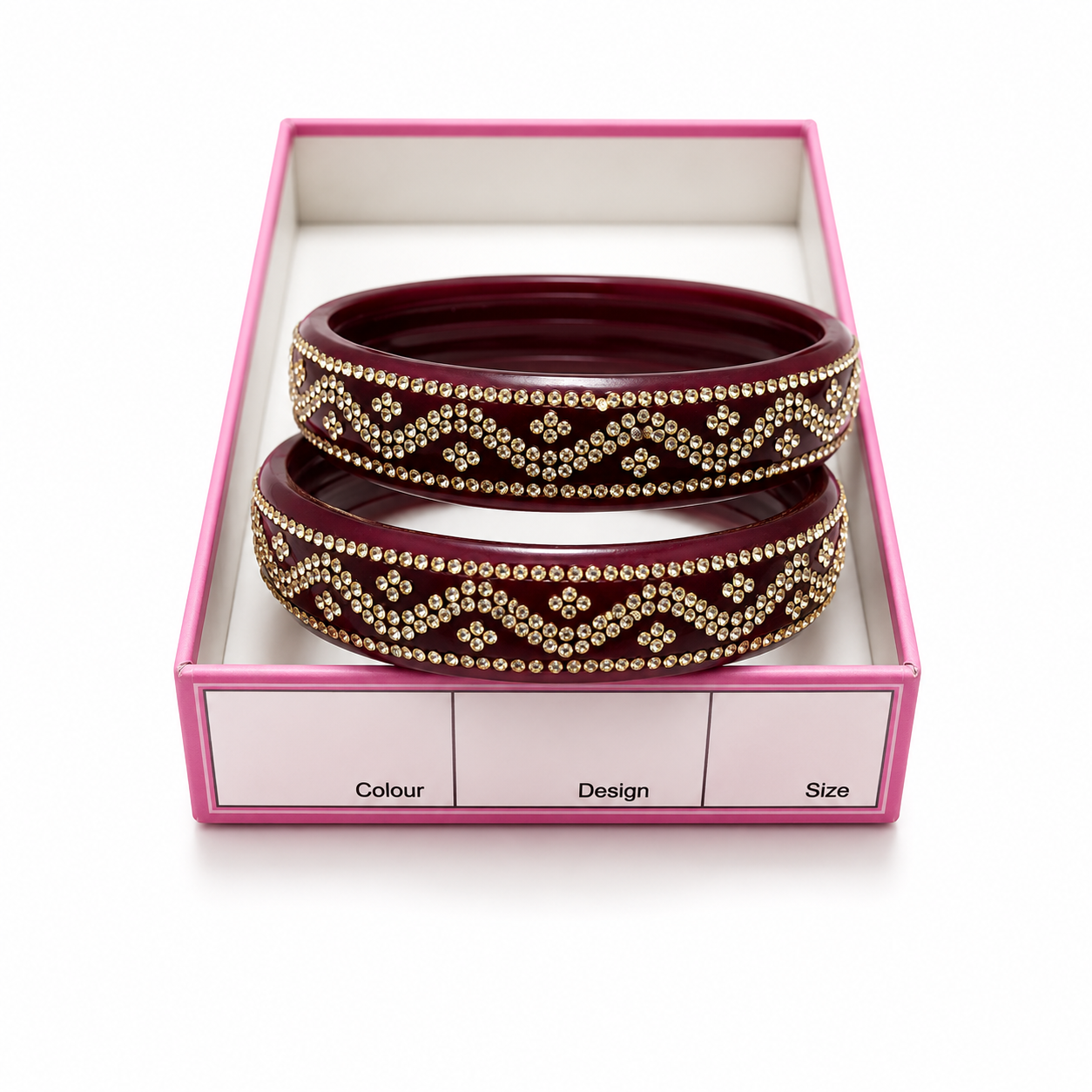 Stone Studded Bridal Bangles Set for Women- Maroon Color