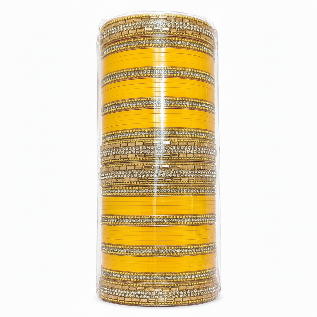 Punjabi Bridal Haldi Yellow Chooda Set for Women