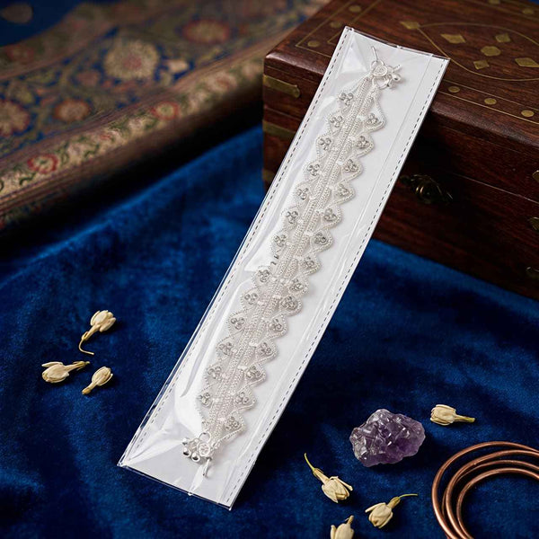 Intricate Silver-Tone Lace Pattern Anklets – Elegant Bridal Payal
